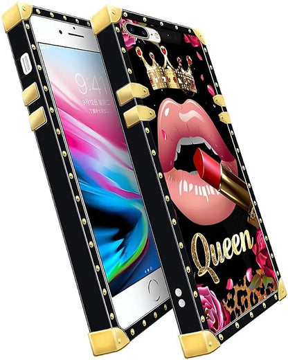 Compatible with iPhone 8 Plus 7 Plus Case, Glitter Red Rose Queen Leopard - Image 3