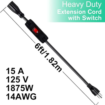 Extension Cord with Switch On/Off Waterproof Switch 6Ft No Plugging and - Image 2