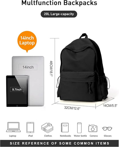 BJLFS Black School Backpack for Girls Women, Waterproof High School Book Bag - Image 5