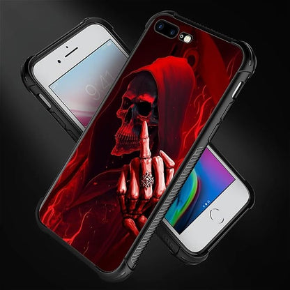for iPhone 7 Plus/8 Plus Case, Gestures Funny Skull Pattern Graphic Design - Image 4