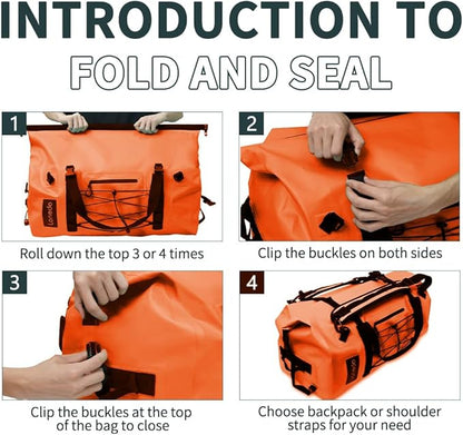 80L Dry Bag Large Waterproof Bag Roll-Top Heavy Duty Fishing Duffel Bag - Image 5