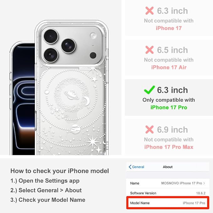 MOSNOVO for iPhone 17 Pro Case | Military Grade 6.6ft Drop Tested | Camera - Image 2