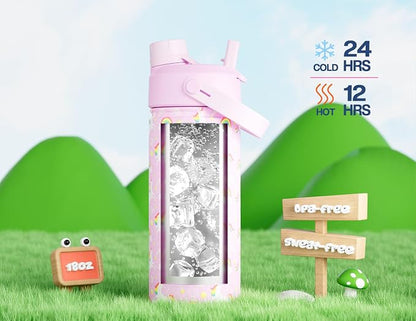 18 oz Kids Water Bottle for Girls: BPA-Free, Easy Carry, Durable Straw Spout Lid - Image 5