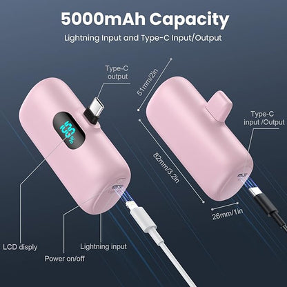Feob Mini Portable Charger 5000mAh Power Bank, 15W PD USB C Cell Phone Portable - Image 6
