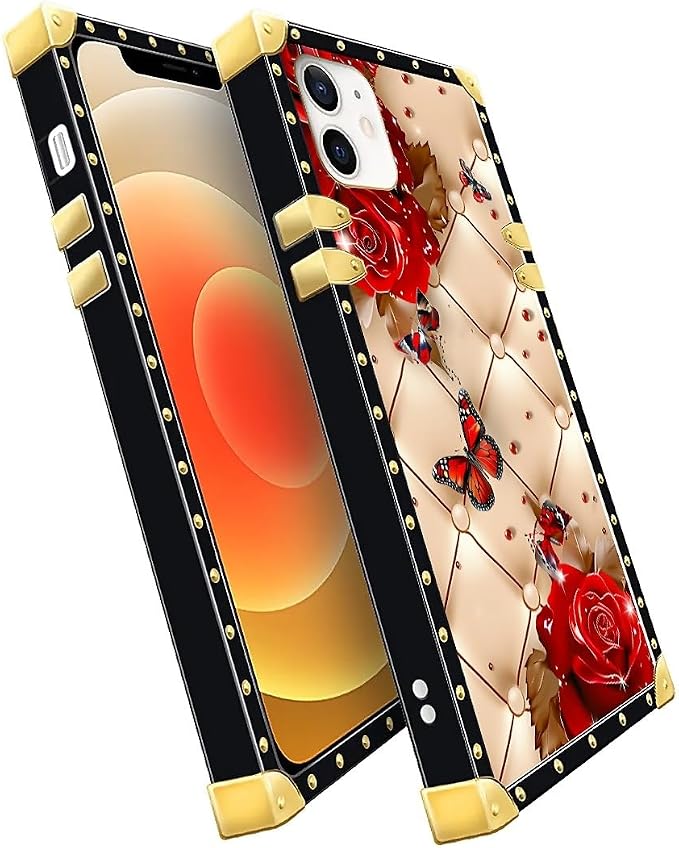 Compatible with iPhone 11 Case, Shining Red Rose Butterfly Leather Background - Image 3