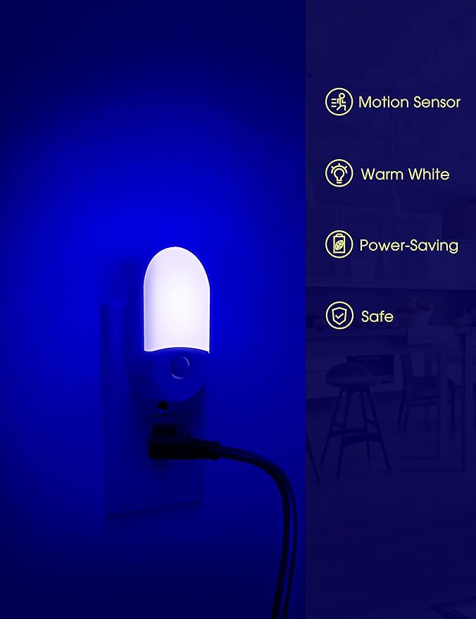 Blue Night Light Plug in, LOHAS Motion Sensor Blue LED Night Lights Plug Into - Image 3