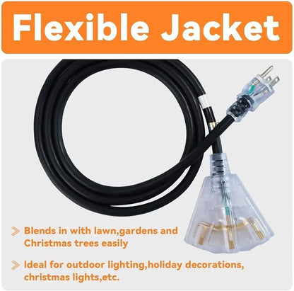EP 25 Ft 12 Gauge Heavy Duty Extension Cord, 15A 125V 1875W, 3 Outlet - Image 6