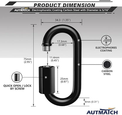 AUTMATCH Carabiner Clips, 4 Pack - Image 4