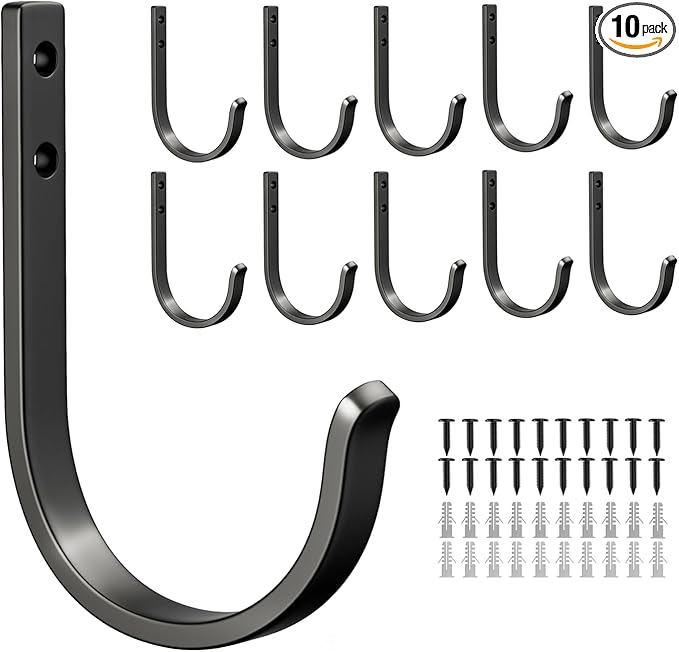 10-Pack Wall Hooks for Hanging Towel/Coat - 22LB Screw in Metal Hanger Wall by Josmimic