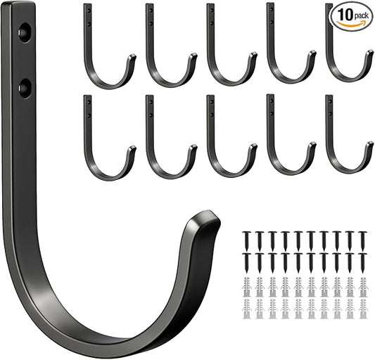 10-Pack Wall Hooks for Hanging Towel/Coat - 22LB Screw in Metal Hanger Wall by Josmimic