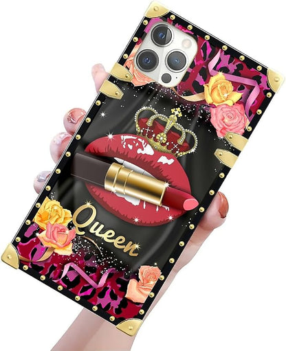 Compatible with iPhone 12 Pro Max Case, Queen Lip Crown Leopard Print Luxury - Image 3