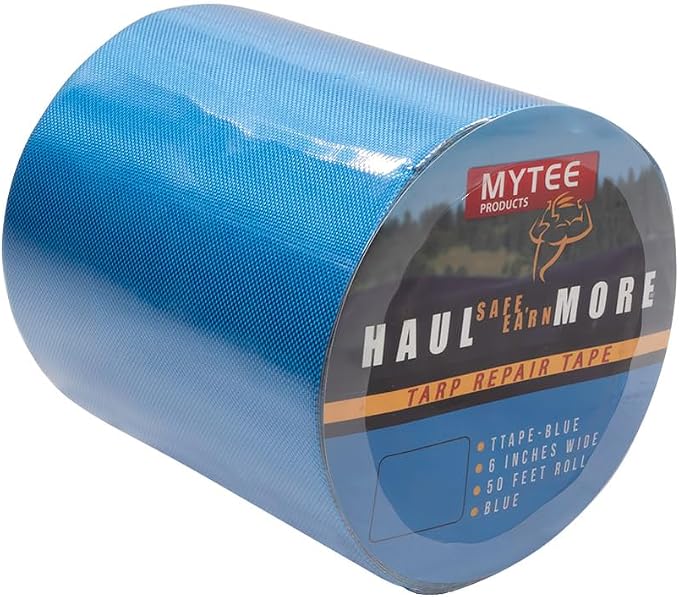Mytee Products 8.8 oz Waterproof Blue Vinyl Tarp Repair Tape 6 Inch x 50 FT - Image 7