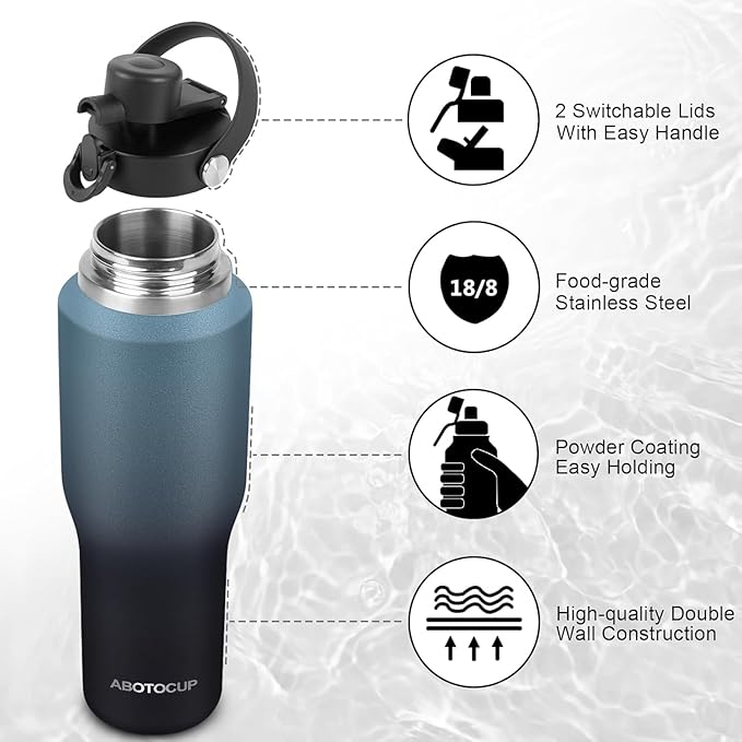 40oz Insulated Water Bottle Keep Cold 24h&Hot 12h, Double Wall Vacuum Insulated - Image 6