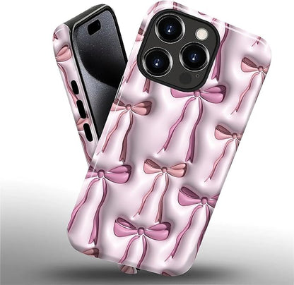 for iPhone 15 Pro Case, HL2 Abstract Ribbons Bows Hybrid 2 Layer Hard Shell - Image 2