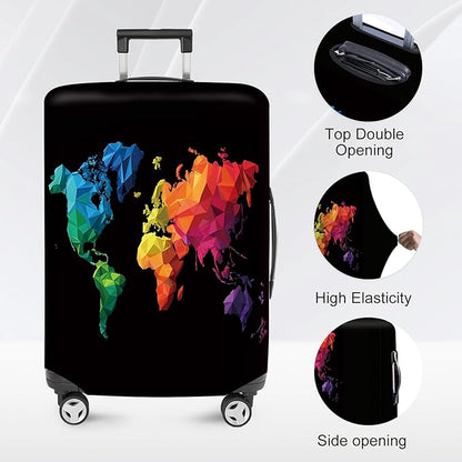 ANNA QUEEN Geometric World Map Travel Luggage Cover -Stretchable Airplane - Image 2