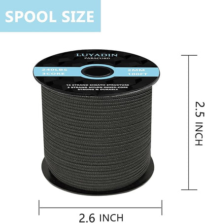Paracord 240lb - Diameter 2mm Micro Utility Cord -3 Strand Parachute Spool Cord - Image 2