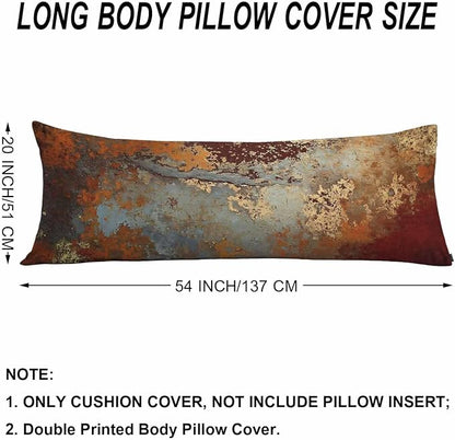 Grunge Rust Decorative Body Pillowcase 20"X54", Metal Rusty Steel Brown Outdoor - Image 6