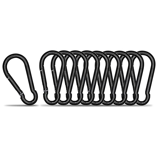 Carabiner Clip Hook, 3.15 inch 10 pcs Black Heavy Duty Spring Snap Hook Key by KINLINK
