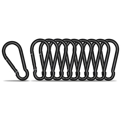 Carabiner Clip Hook, 3.15 inch 10 pcs Black Heavy Duty Spring Snap Hook Key by KINLINK