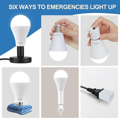 3Pack Rechargeable Emergency Light Bulb, A19 9W Warm White 6000K Self-Charging - Image 8