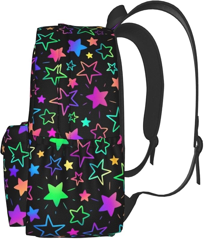 cfpolar 17 Inch Backpack Bright Neon Stars Laptop Bag Shoulder Bag School - Image 2