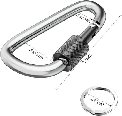 sprookber 3" Locking Carabiners | Keychain Carbineers D Ring Key Clip Spring - Image 2