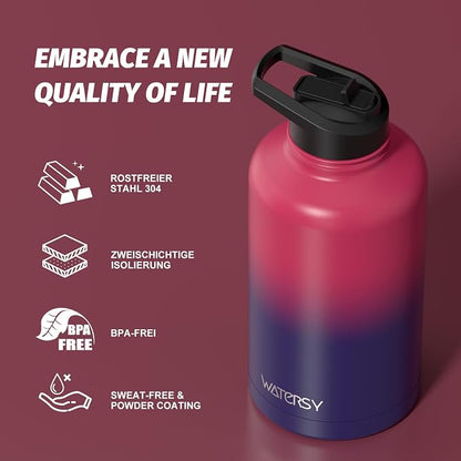 64oz Insulated Water Bottle, BPA Free&Leak Proof, Half Gallon Stainless Steel - Image 8