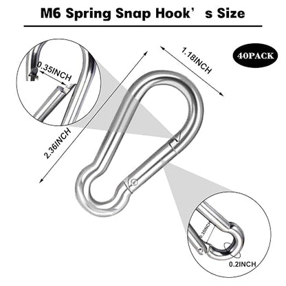 2.36'' Carabiner Clips, 1/4 Inch Heavy Duty Galvanized Steel Spring Snap Hook - Image 2