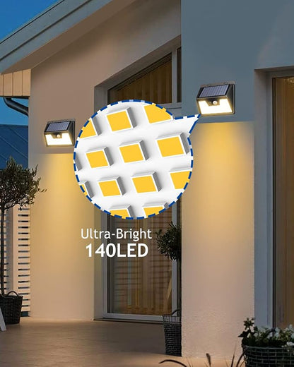 Peasur Solar Lights Outdoor Waterproof, Warm White Motion Sensor Lights Dusk to - Image 2