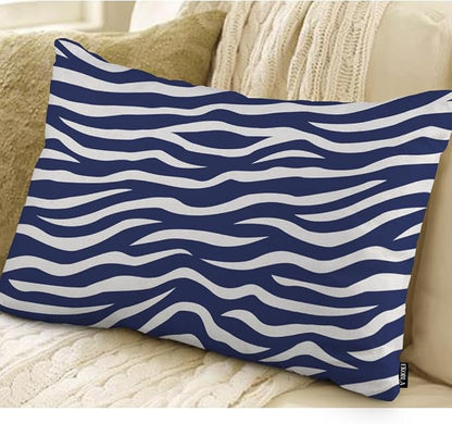 EKOBLA Zebra Stripe 12x20 Pillow Case Distressed Navy Blue White Animal Skin - Image 2