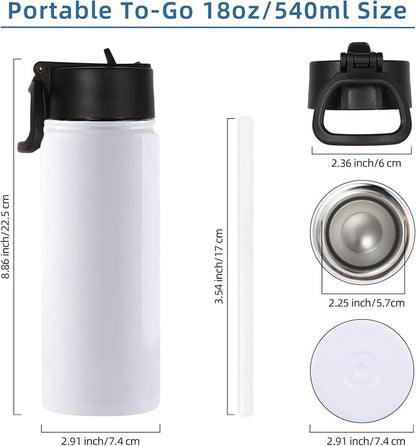 Volhoply 18oz Insulated Water Bottle Bulk 4 Pack, Kids Stainless Steel Water - Image 2
