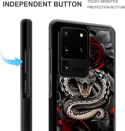 for Samsung Galaxy S20 Ultra Case, Entwined Rose Snake Pattern Graphic Design - Image 4
