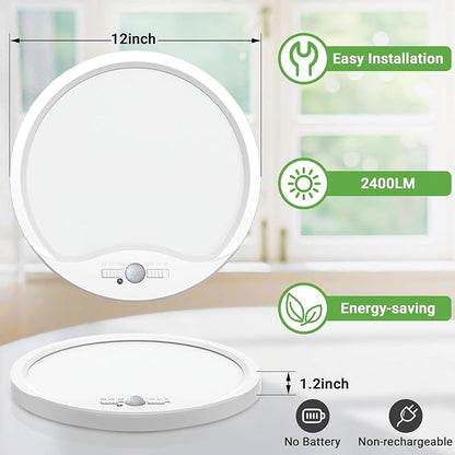 zemty 4Pack 12inch Motion Sensor Ceiling Lights Wired, 24W 2400lm 3CCT/3 - Image 5