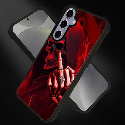 for Samsung Galaxy S24 S25 Case, Gestures Funny Skull Pattern Graphic Design - Image 3