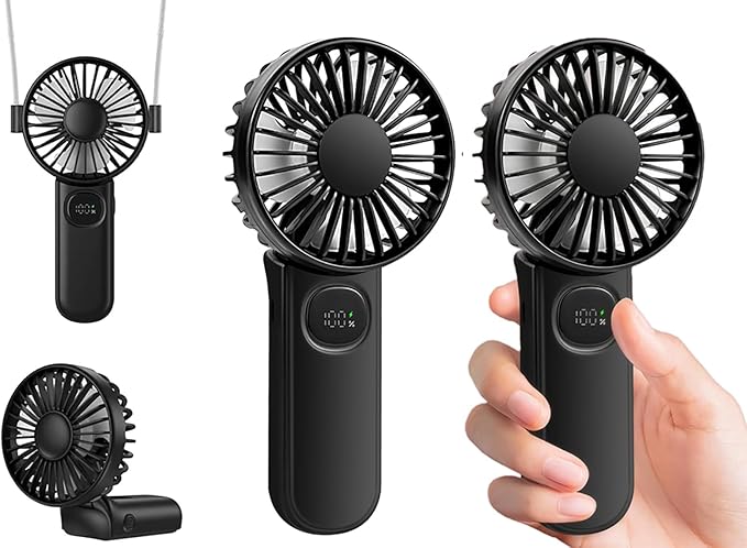 Personal Hand Held Fan for Travel, Foldable Eyelash Neck Fan by VanSmaGo