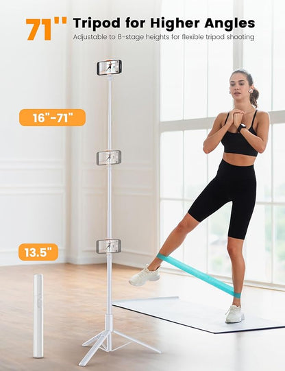ANXRE 71" Phone Tripod, NT79 Extendable Selfie Stick - Image 2