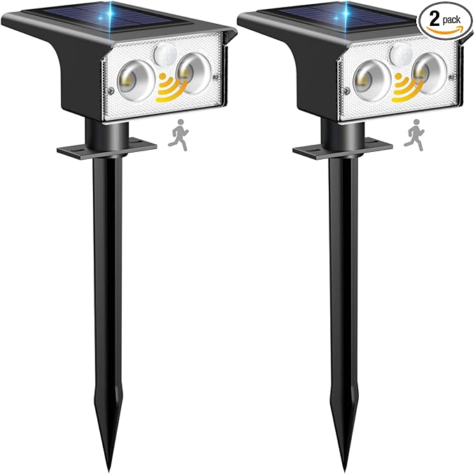 btfarm Solar Spot Lights Outdoor Waterproof, 2 Pack/3 Modes Motion Sensor Lights by btfarmdecorativelighting