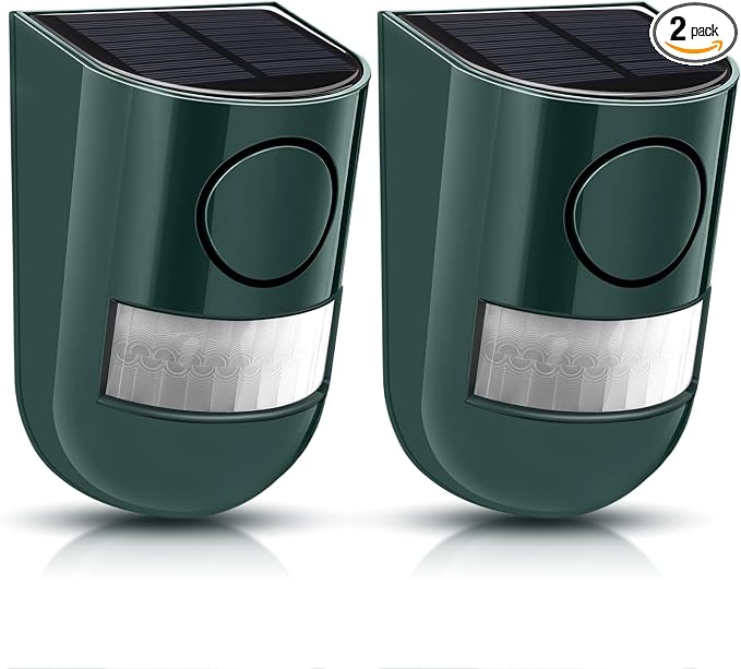 Qualirey Solar Sound and Light Alarm Motion Sensor 129db Outdoor Security Siren by Acomfortablehomestartshere