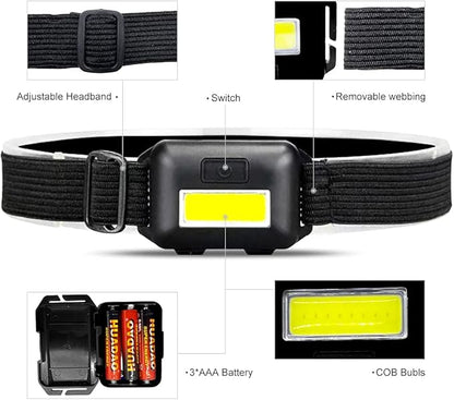 8 Pack Led Headlamp for Adults and Kids, 1.1oz/31g COB Flood Light Ultra Bright - Image 6