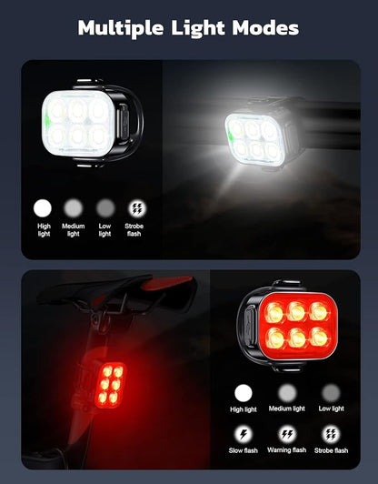 Zewdov Bike Lights for Night Riding, USB Rechargeable Bike Lights Front and Back - Image 2