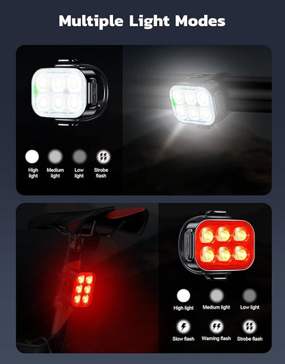 Zewdov Bike Lights for Night Riding, USB Rechargeable Bike Lights Front and Back - Image 4