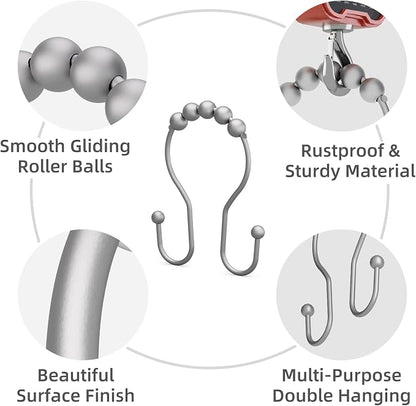 Shower Curtain Hooks Silver, Bathway Shower Curtain Rings Rust Proof, Shower - Image 2