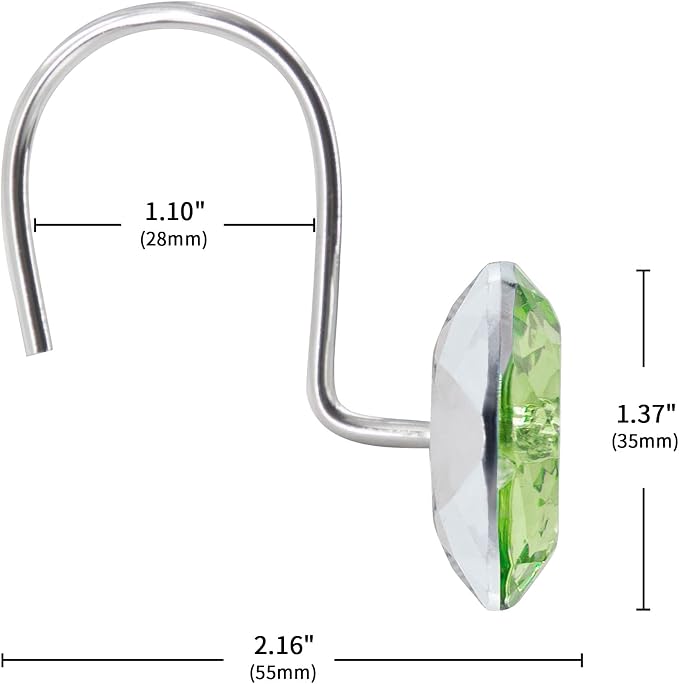 MitoVilla Sage Green Shower Curtain Hooks Rings, Metal Shower Hooks - Image 5