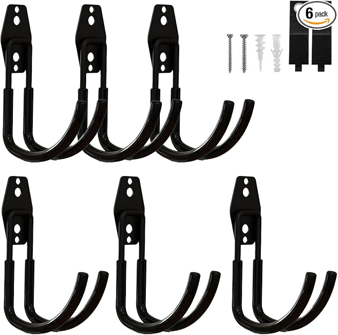 Garage Hooks Heavy Duty, 6 Pack Large Round Steel Garage Storage Hooks by BRCRXW