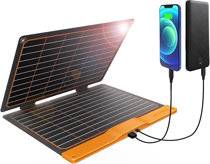 20W Small Solar Panel Charger 5V USB-A USB-C Foldable Portable Lightweight ETFE by FlexSolar