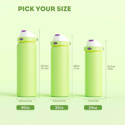POWCAN 24 oz Insulated Water Bottle: 2-in-1 Push-Button Spout & Quick-Flip Straw - Image 8