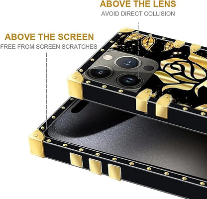 Compatible with iPhone 16 Pro Max Case, Shine Gold Rose Luxury Golden Decoration - Image 6