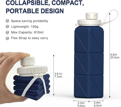 BEAUTAIL Collapsible Water Bottles 20.6oz 2 Pack, Silicone Foldable Portable - Image 3