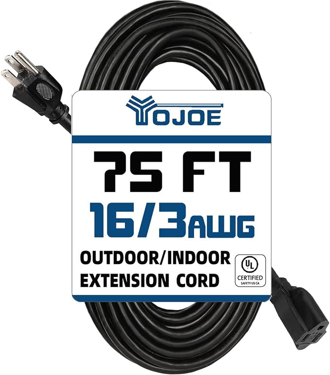 YOJOE Indoor Outdoor Extension Cord, 3 Prong 10A Weatherproof Power Cord by YOJOE