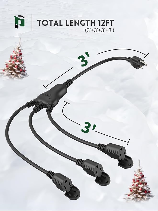 PLUGTUL 12FT Outdoor Extension Cord - Image 4